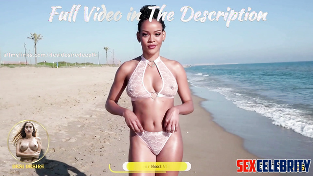 A.I. Rihanna Shakes Her Boobs On The Beach