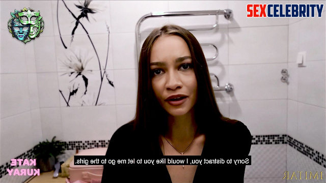 Pretty Zendaya playing with a cock in the closed toilet, real fake