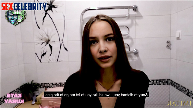 Sexy brunette sucked your cock right after she peeed, fake Courtney Eaton