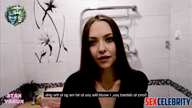 Amanda Seyfried making you blowjob while you're sitting on the toilet, ai