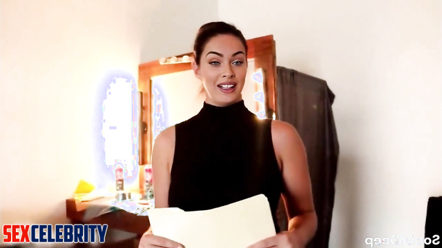 Curvy slut in black stockings and lingerie masturbating hot, Megan Fox ai