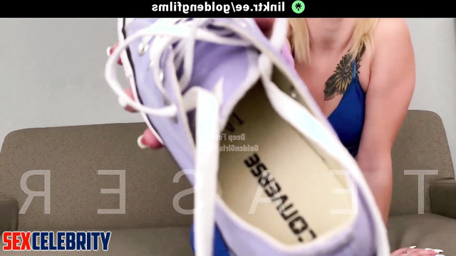 Face Swap Sabrina Carpenter - POV: Socked Footjob and Handjob Combo