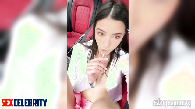 She rubbed a lollipop on her pussy in the car, Charli D'Amelio fakeapp