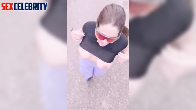 AI Jackie Guerrido jogging in the rain big tits bouncing