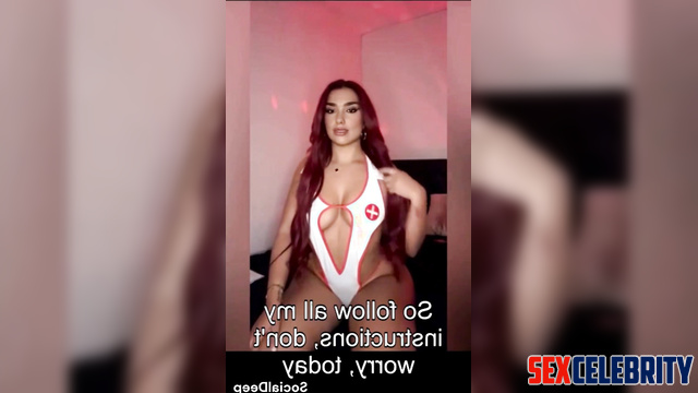 Dua Lipa puts on her sexy nurse costume and tells you how to jerk off right (AI)
