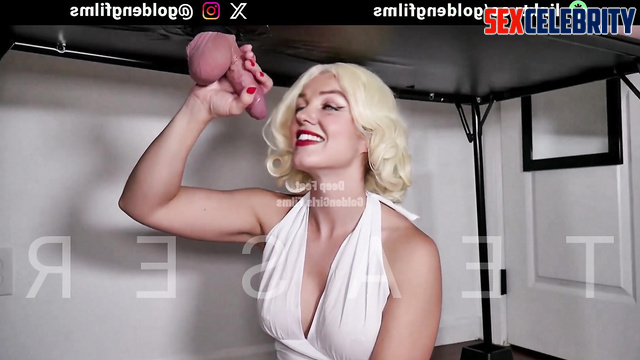 Real Fake Marilyn Monroe - Hot Blonde Works The Pipe Under The Table
