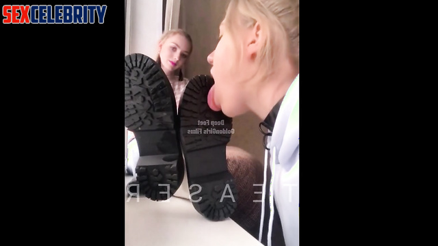 Fake app Peyton List - White Socks Foot Worship with Boots